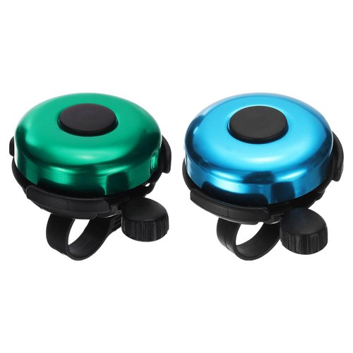 HARFINGTON 2pcs Bike Bell Classic Bicycle Bell with Loud Crisp Clear Sound Bike Ring Bell Aluminum Bike Accessories for Road Adults Children Mountain Bike, Green Blue