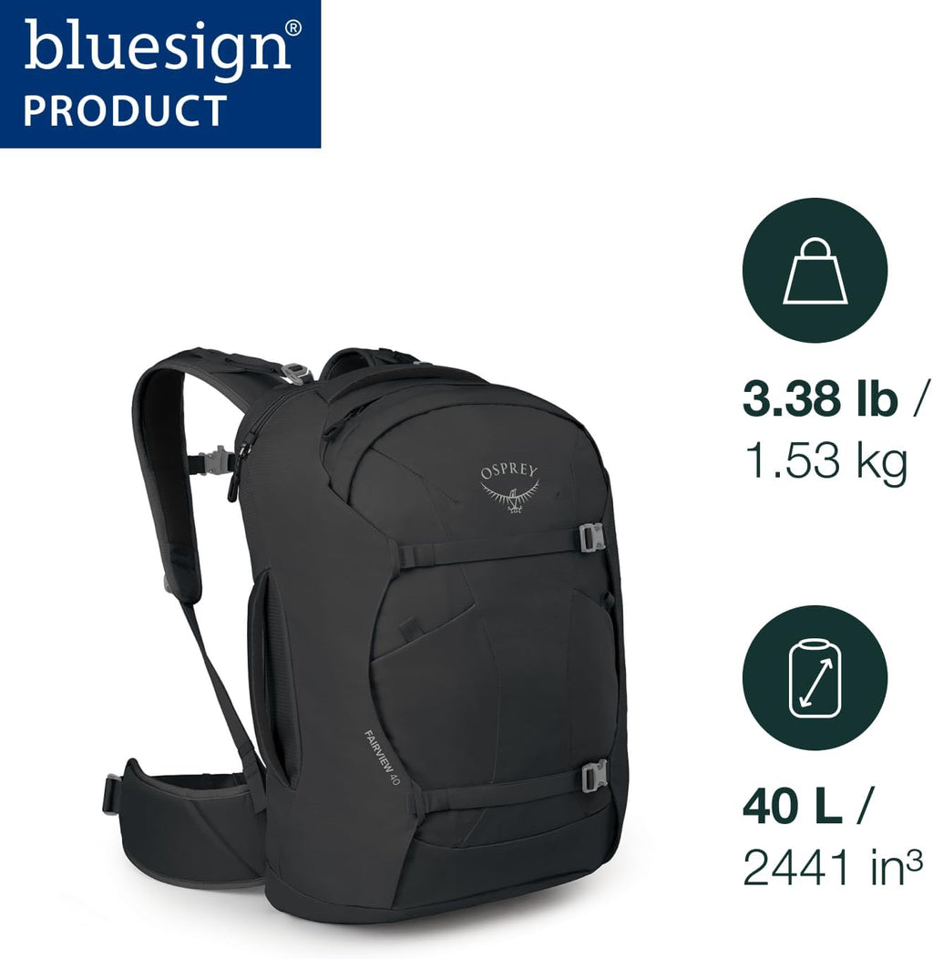 Osprey Fairview 40L Women's Travel Backpack - Versatile Carry-On with Laptop Sleeve & Toiletry Pocket, Black