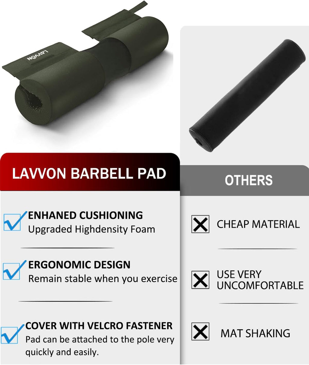 Skiennix Barbell Squat Pad - Thick Foam Anti-Slip Cushion for Squats & Lunges | Standard Weight Bar Pad