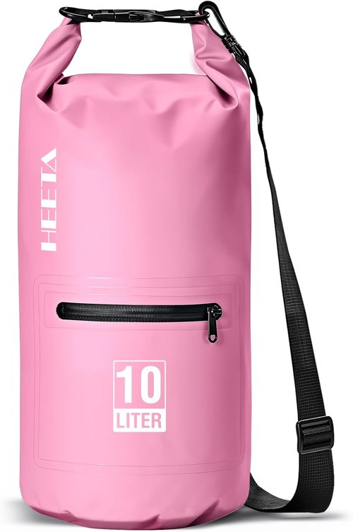 HEETA Waterproof Dry Bag - Lightweight Roll Top Storage with Front Zippered Pocket | 5L/10L/20L/30L/40L for Travel, Kayaking, Camping & More