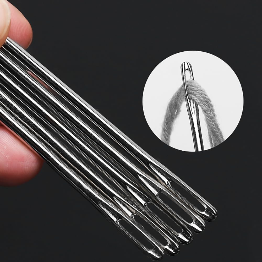 6" Professional Upholstery Needle 15cm Length 3mm Thickness, Big Eye Hand Sewing Needles for Stitching and Crafting Projects