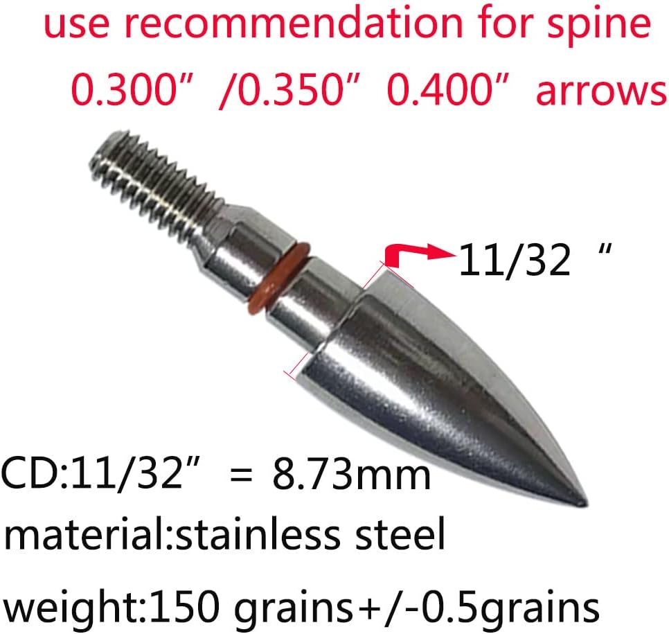 Skiennix Premium Stainless Steel Archery Target Field Points - Durable Screw-In Arrowheads | 12 Pack