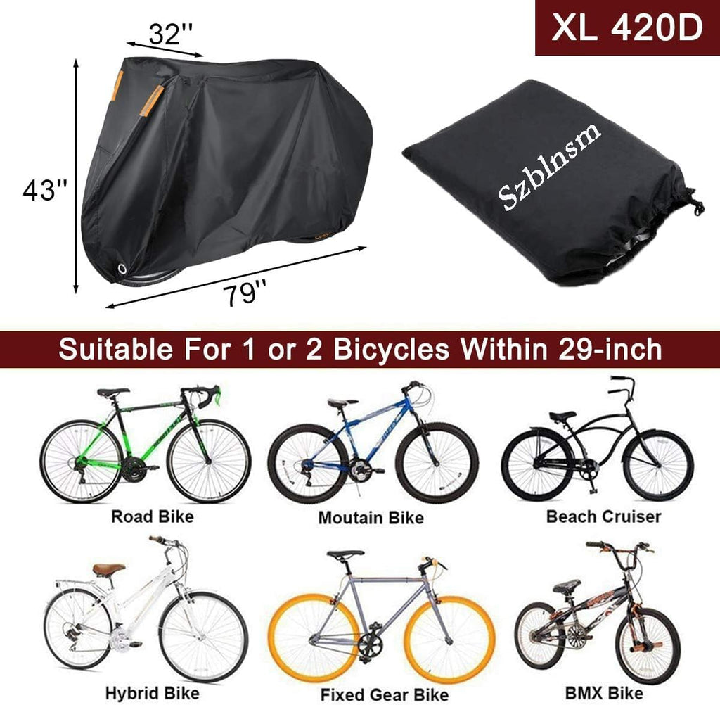 Szblnsm Bike Cover - Waterproof 420D Heavy Duty Ripstop Material for 1-3 Bikes | Year-Round Protection