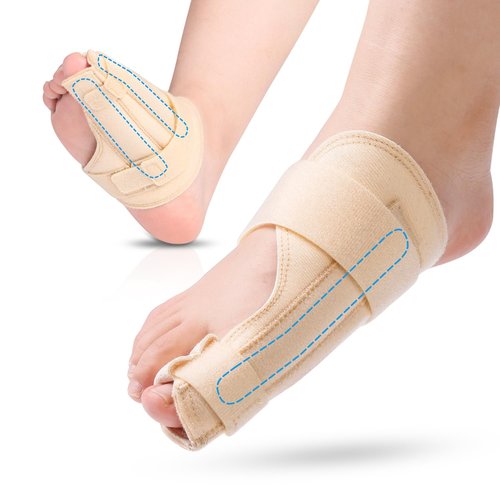Big Toe Splint for Women & Men, Broken Big Toe Support Brace for Fracture Fixation,Sports Sprains,Injuries, Adjustable Big Toe Protector with 2 Stainless Steel Plates for Day & Night - Right（Beige）