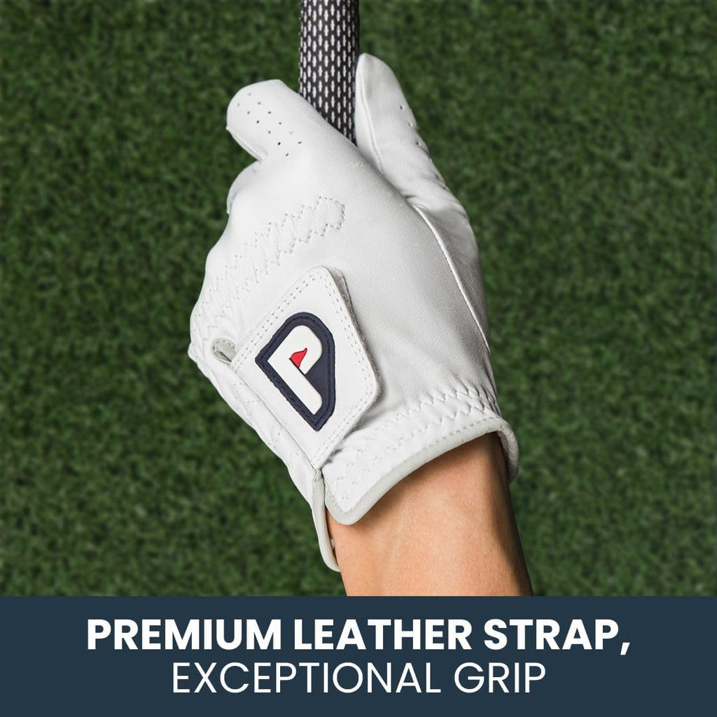 PUR3 Cabretta Leather Golf Gloves - Ultra Soft Genuine Leather | Left & Right Hand | Multi-Pack with Ball Marker