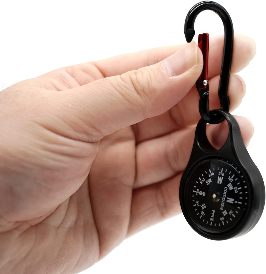 Sanung C-50 Mini Survival Compass - 2-Piece Zinc Alloy Clip-On Keychain Holder for Outdoor Adventures