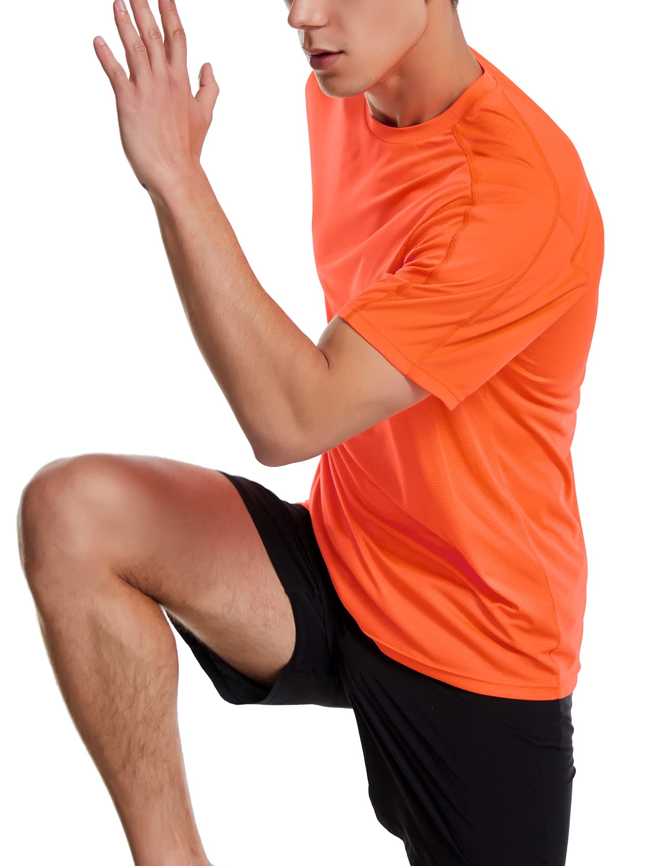 Men's Short Sleeve Running Shirts UPF 50+ Sun Protection SPF Quick Dry Athletic Workout T-Shirts(S,Neon Orange)