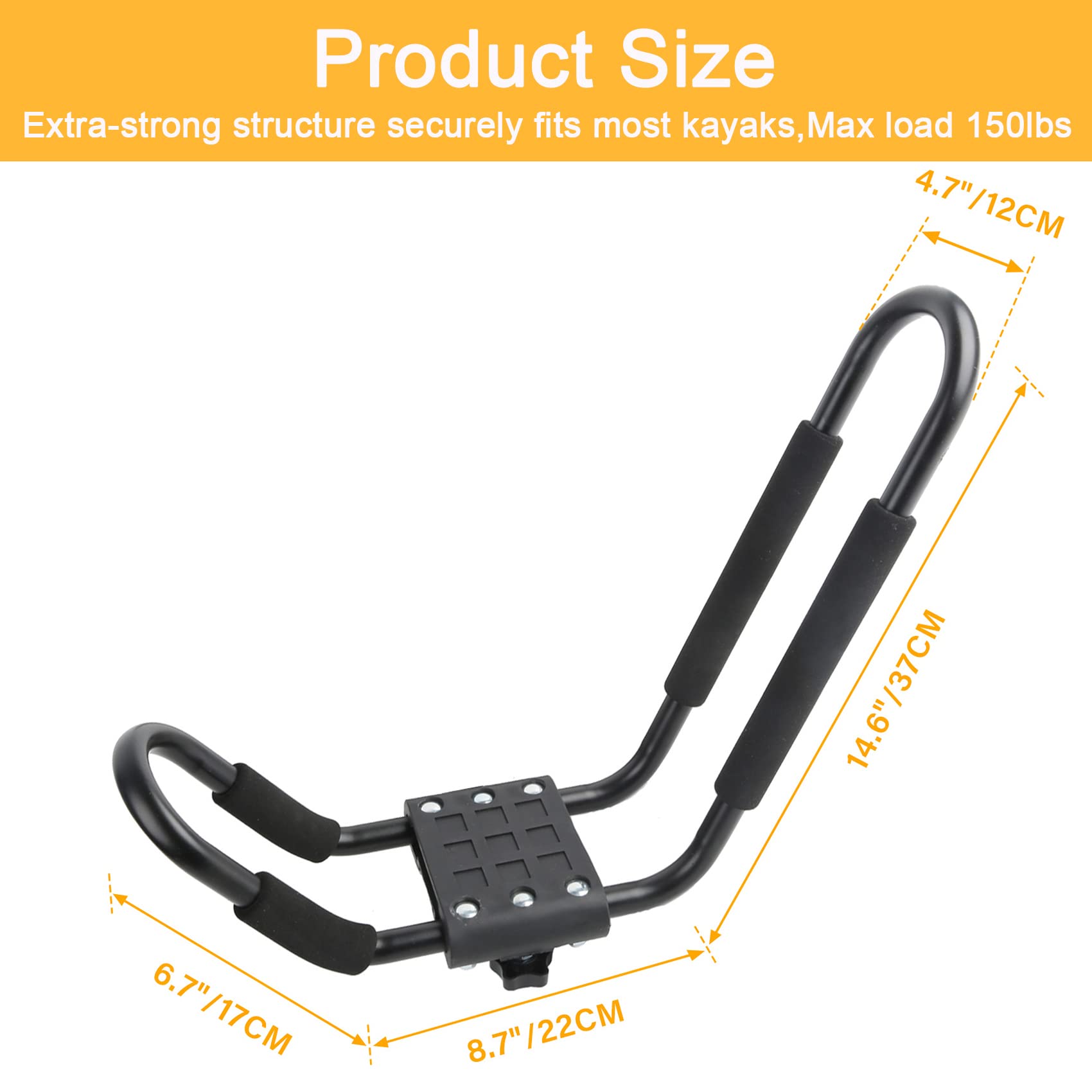 PIRIPARA Kayak Roof Rack 2 Pairs J-Bar Carrier Holder for Canoe, SUV, Cars, Truck, Surf Ski, Car Top Mount Racks for Trip, Set of 4