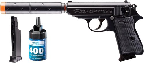 Elite Force Walther PPK/S 6mm BB Pistol Airsoft Gun Kit - Includes 400 BBs & Extra Magazine, Black