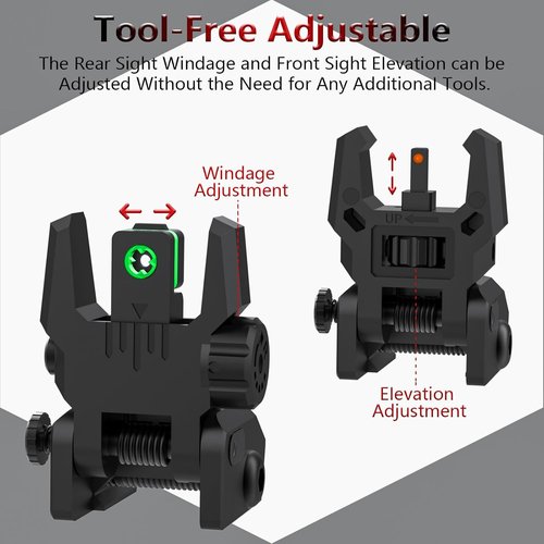 **Skiennix Fiber Optic Sights - Tool-Free Adjustable Front & Rear with Green/Red Dots**