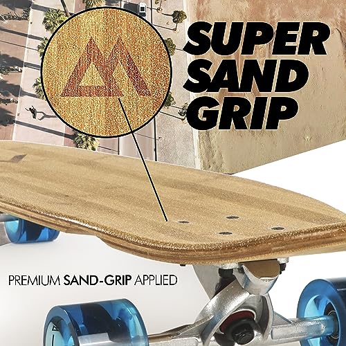 Magneto 44 Inch Blue Bamboo Longboard Cruiser with Kicktail & 70mm Wheels