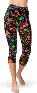 Sissycos Women's Capri Leggings - Artistic Splash Print | Buttery Soft 21" Tights