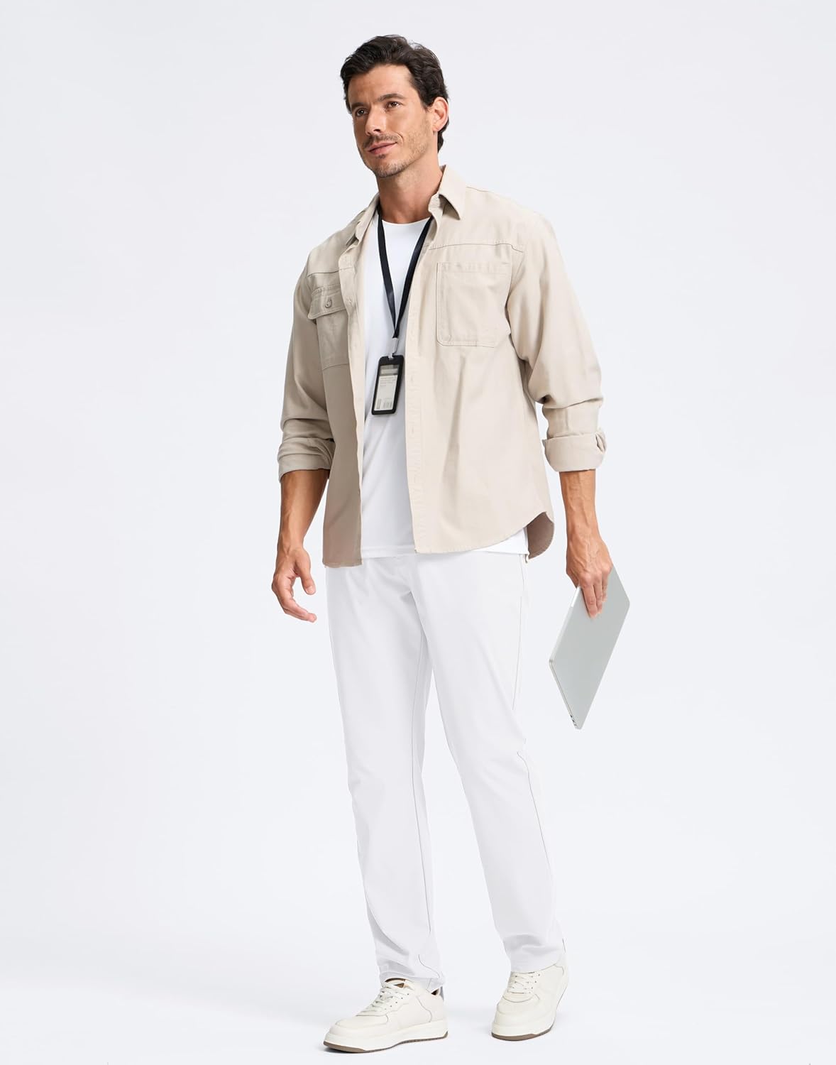 Pudolla Men's Golf Pants - Comfy Stretch Quick-Dry Casual Slacks | Lightweight Dress Trousers with Pockets