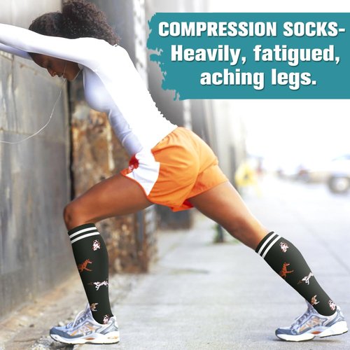 Laite Hebe Compression Socks for Women & Men Circulation(6 pairs)-Graduated Supports Socks for Running, Athletic Sports