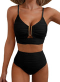 Herseas 2-Piece Bikini Set - U-Wire Cutout High-Waisted Swimsuit in Textured Design for Summer 2026