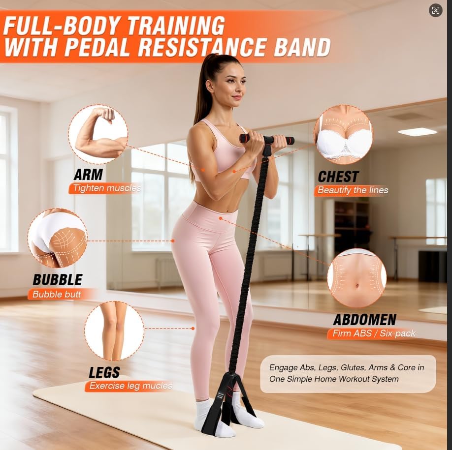 Pedal Resistance Bands by Skiennix - Upgrade Women’s Exercise Bands for Full Body Training | Ideal for Core, ABS, Legs, Glutes, Arms