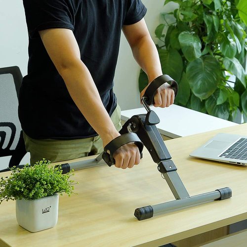 Folding Pedal Exerciser - Mini Under Desk Bike with LCD Display for Arms & Legs Workout | Portable Peddler for Adults & Seniors