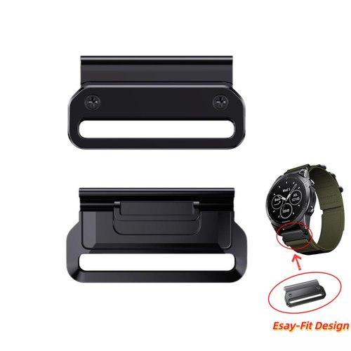 22mm QuickFit Adapter for Watch Band Compatible with Garmin Fenix 5/Fenix 5 Plus/Fenix 6/Fenix 6 Pro/Fenix 7/Approach S62/Quatix 6 - Premium Metal Watch Band Accessories (22mm, Black)