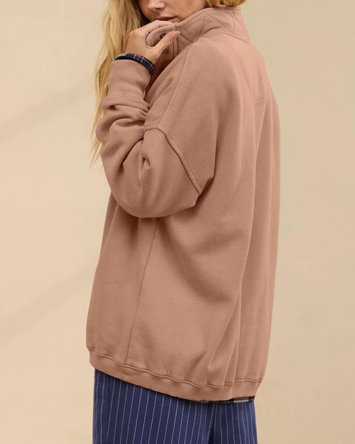Gacaky Oversized Sweatshirt for Women - Casual Long Sleeve Button Henley Neck Pullover | Fashion Top