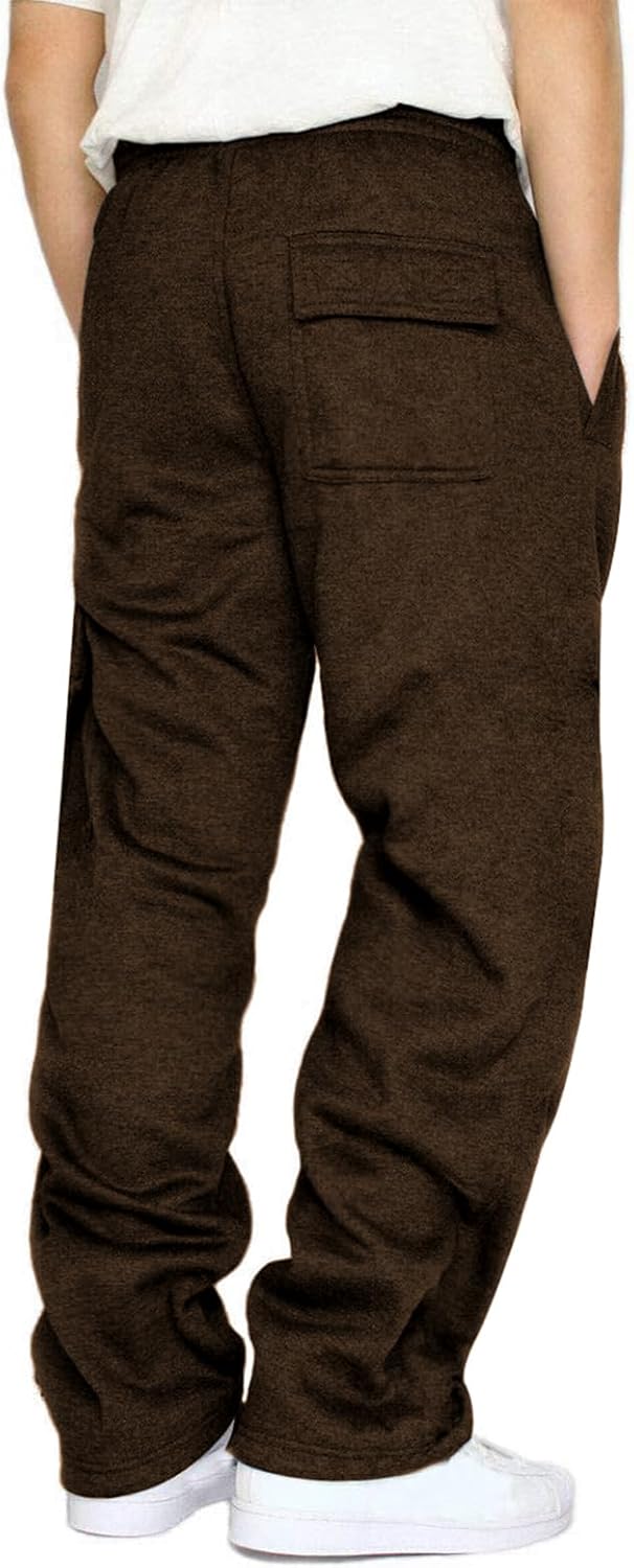 Waterwang Men's Fleece Sweatpants - Casual Joggers with Pockets | Loose Fit Athletic Pants