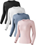 Women's Compression Shirts Long Sleeve Workout Yoga Tops, Sun Protection Running Athletic Undershirt Medium