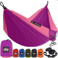 GORILLA GRIP Durable Camping Hammock with Heavy Duty Tree Straps, Portable Hammocks for Outside, Easy to Use Travel Swing Chair, Outdoor Camper Hiker Essentials, Backpacking Gear Gifts, Double, Purple