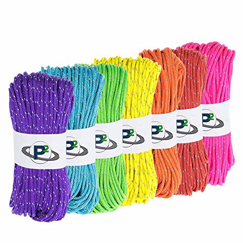 Reflective Fluorescent Paracord 95lb - Acid Purple, 10 Feet - Tactical Camping & Hiking Cord
