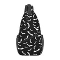 LOSTORCHI Bat Crossbody Sling Bags for Women Men White Flying Bats Silhouettes on Black Background Travel Sling Backpack Casual Chest Shoulder Bag Cool Nocturnal Creatures Animal Print Hiking Daypack