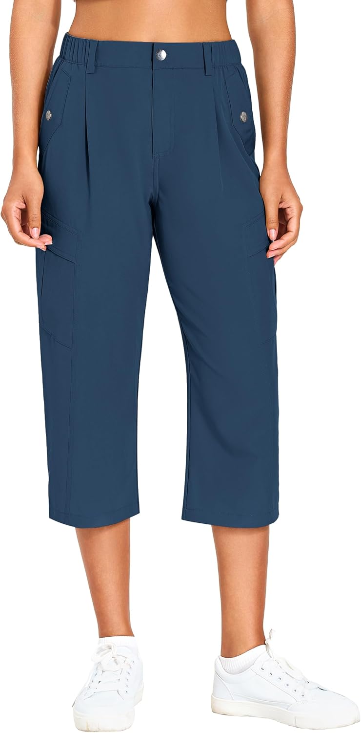 Skiennix Women's Cargo Capris - Lightweight Quick-Dry Hiking Pants | Water-Resistant Summer Travel with 6 Pockets