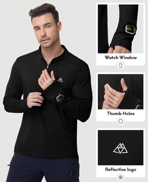 Haimont Men's Lightweight Quarter Zip Pullover - UPF50+ Sun Protection Long Sleeve Hiking Shirt