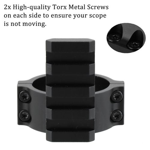 ToopMount 34 mm Scope Rings Adaptor with 4 Slots Picatinny Rail, 34mm Scope Mounted Picatinny Adapter, Tactical Light Barrel Clamp Mounts for Scope Flashlight, Picatinny Ring Mount for Red Dot Sights