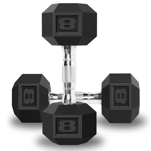 Balelinko Hex Dumbbells Free Weights Set with Metal Handles Rubber Encased Solid Cast Iron Hex Dumbbell in Pair, 8 LBS