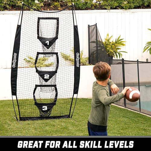 Football Throwing Target Net - 8 x 4 ft Practice Pass Accuracy Training - Black Variation