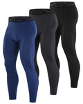 Runhit 3 Pack Compression Pants Men Running Tights Workout Leggings Athletic Base Layer Pants for Sports Basketball Black+Navy Blue+Gray M