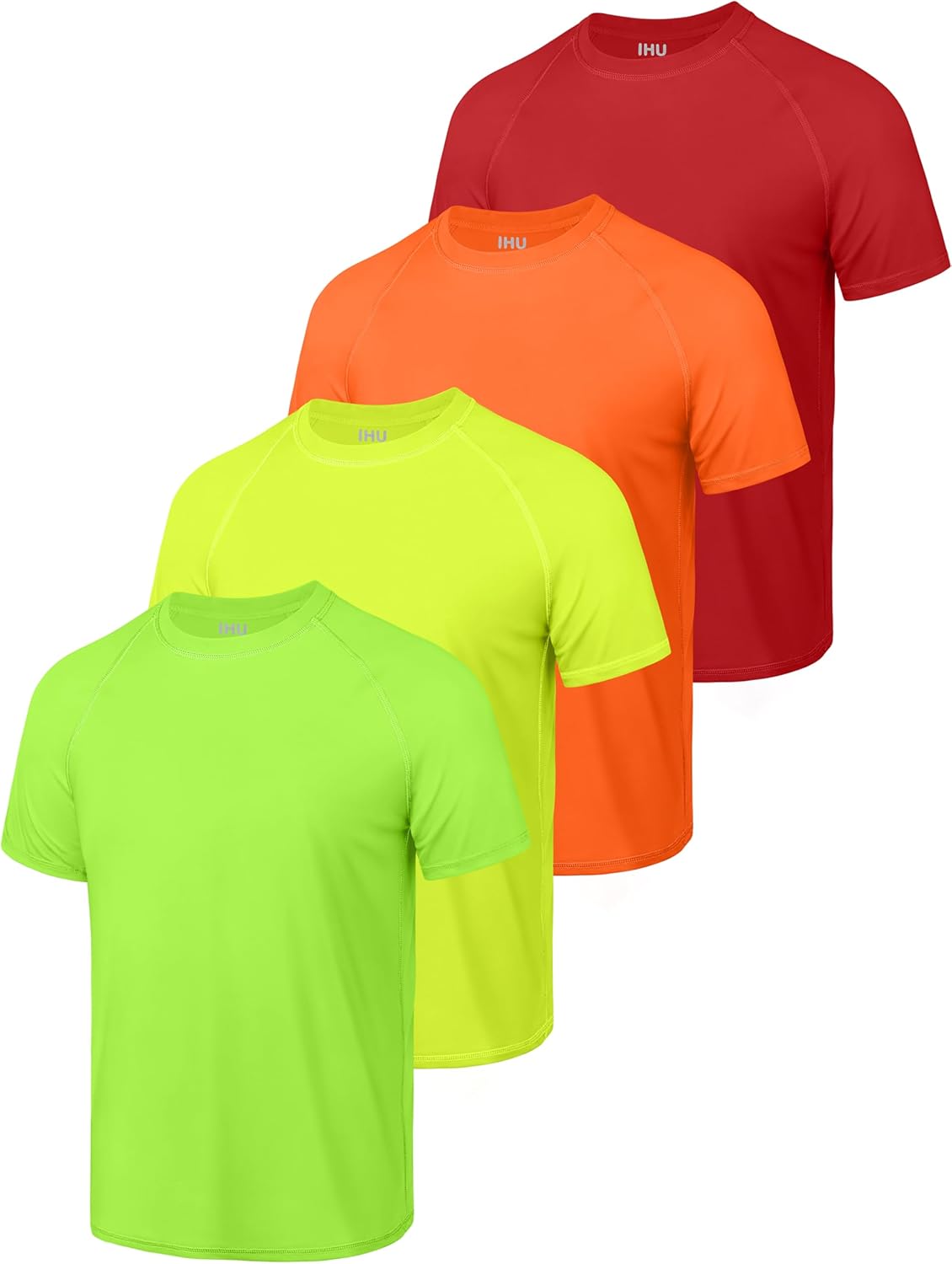Skiennix Boys' Rash Guard - UPF 50+ Neon Short Sleeve Swim Shirts | Quick Dry Sun Protection - 4 Pack