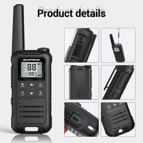 Walkie Talkies Long Range for Adult, 4Pack Rechargeable Baofeng Walkie Talkie FRS Two Way Radio 1400mAh Li-ion Battery ，USB-C Cable， NOAA with Flashlight for Camping Family