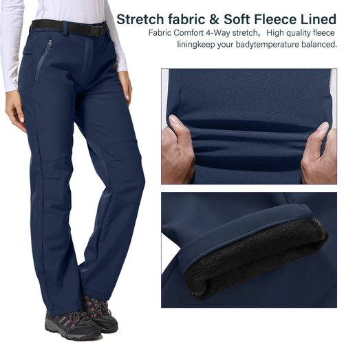 Jessie Kidden Women's Waterproof Pants Hiking Ski Snow Fish Fleece Lined Insulated Outdoor Golf Travel Pant (801F Blue 8)