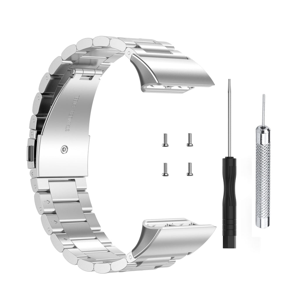 Stainless Steel Metal Replacement Strap for Garmin Approach S10 / Forerunner 35 / Forerunner 30 Bracelet Stainless Steel Quick Release Metal Chain Watch Bands Silver