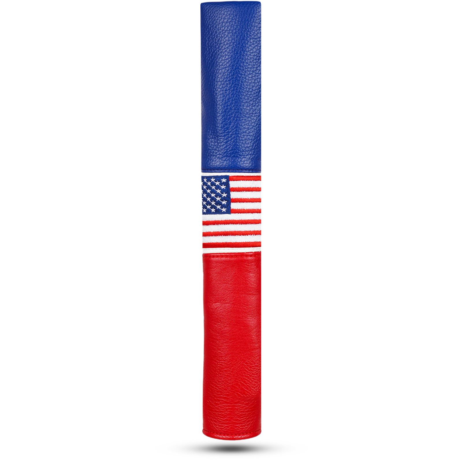 USA Golf Alignment Stick Headcover Synthetic Leather Holds 2-3 Sticks, Cover for Alignment Sticks Embroidered Flag Red/Blue/White