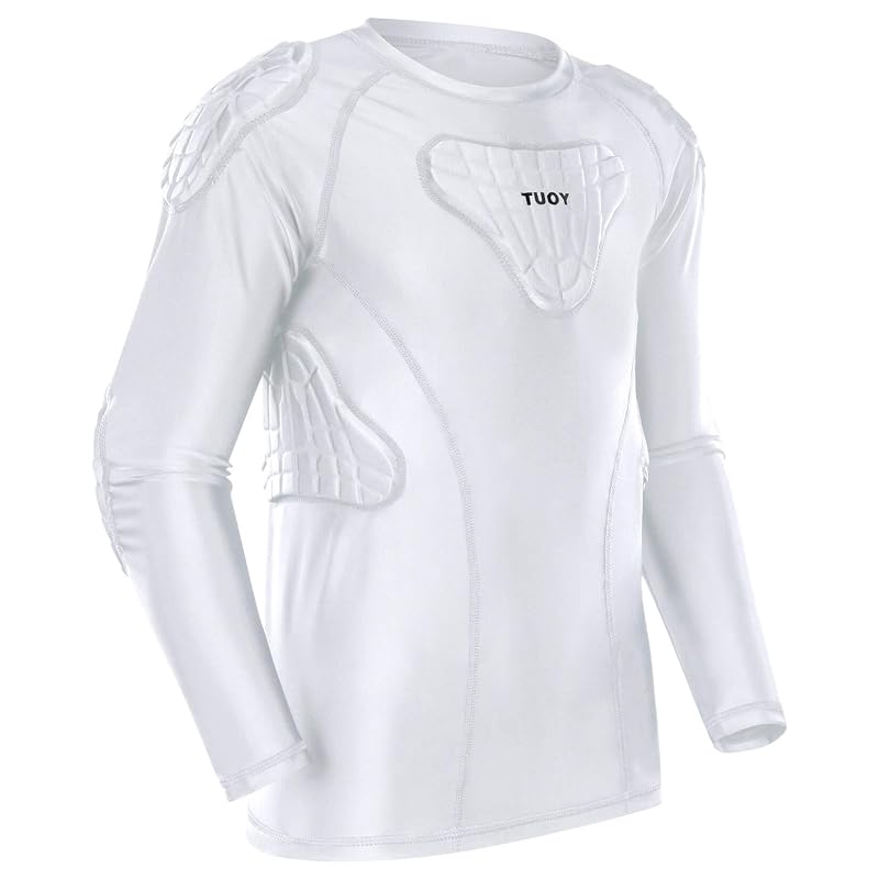 Youth Padded Chest Protector Shirt with 10mm Foam Padding - White, Medium