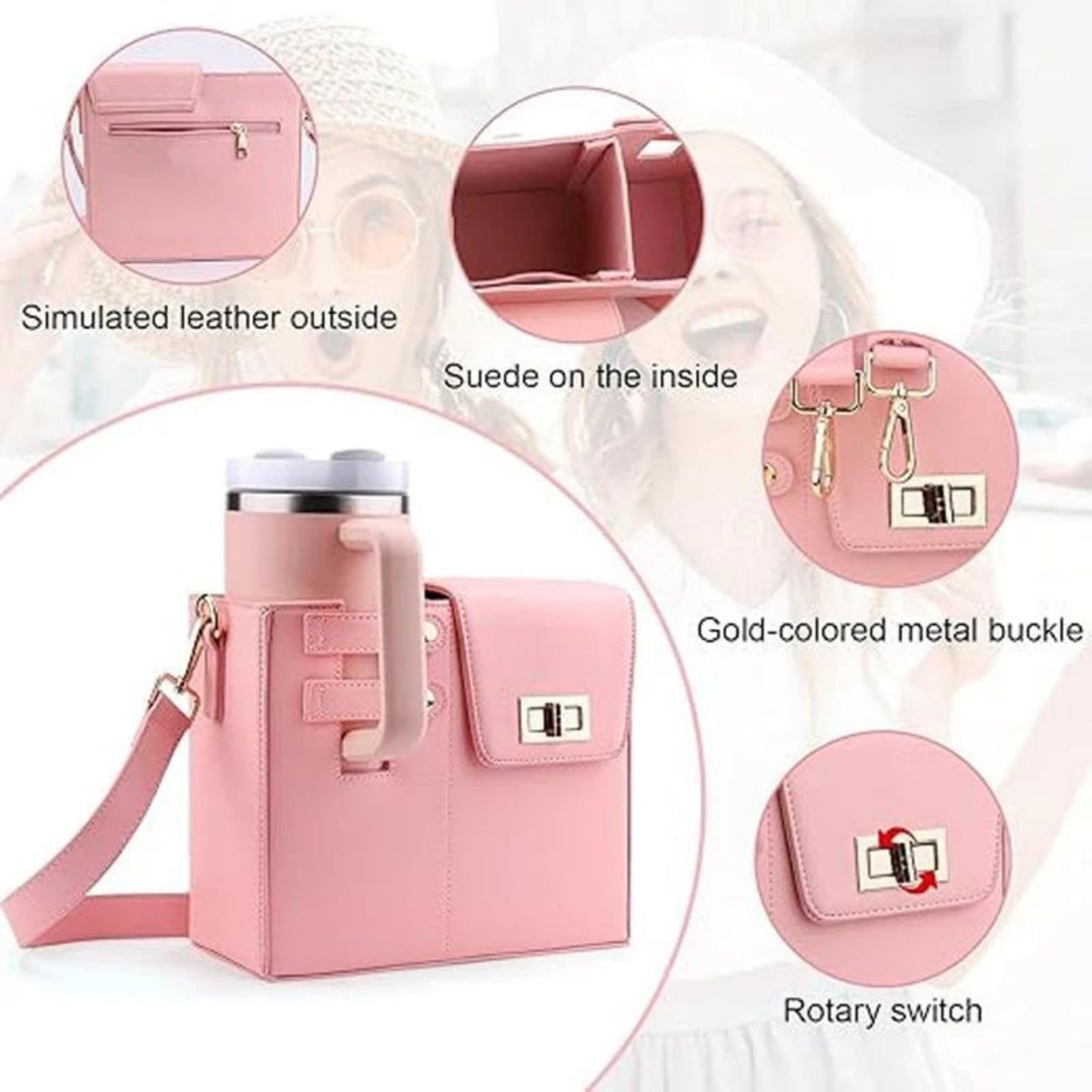 Tefedpot ZETOREL 2025 Cup Purse Holder 40 Oz, Tumbler Bag, Water Bottle Holder with Strap, Water Bottle Carrier with Strap (White)