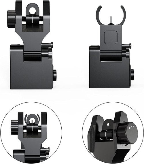 Marmot Flip Up Iron Sights - Full Metal CQB & Precise Mode Rifle Sights for Enhanced Accuracy