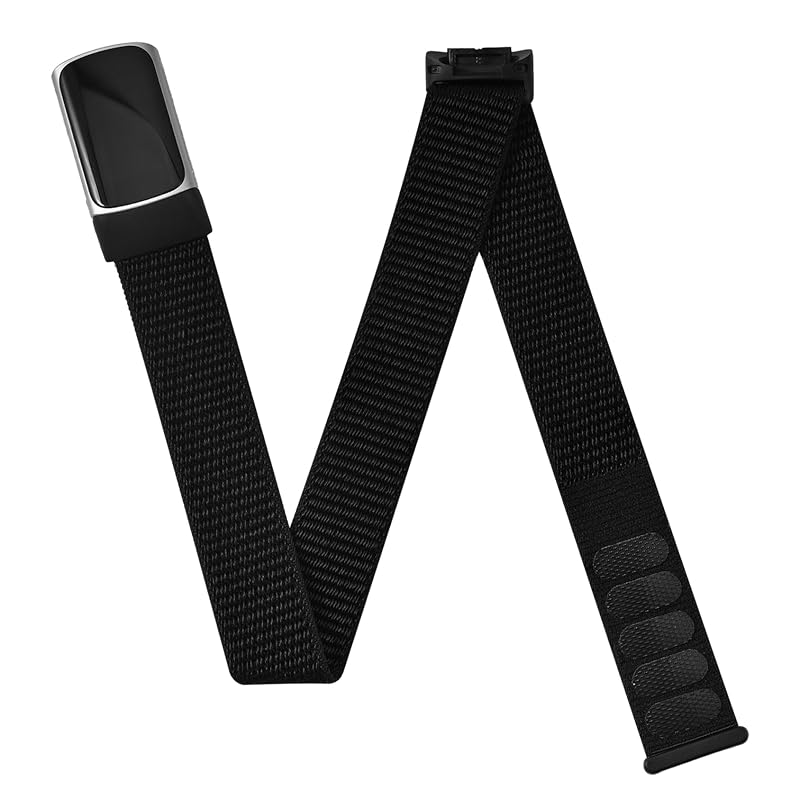 Wizvv Black Arm/Ankle/Wrist Band for Fitbit Charge 5/6 – Nylon Hook & Loop Replacement Strap (Variation: black)
