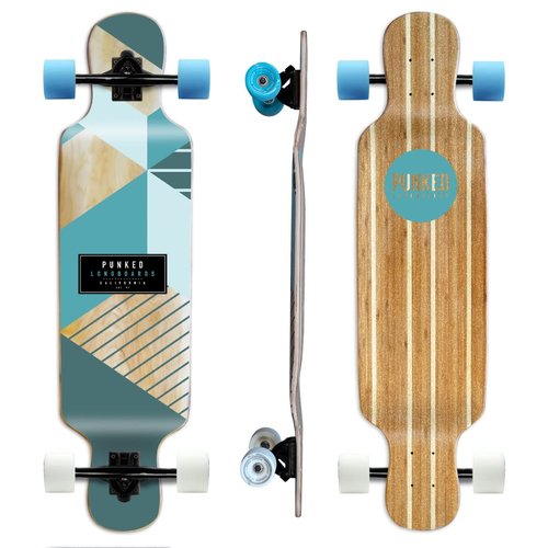 Yocaher Punked Bamboo Longboard Skateboard Freestyle 40" x 9.75"Cruiser w/BLACKWIDOW Premium Clear Grip Tape, Heavy Duty Aluminum Alloy Truck, 71mm Longboard Wheels (Geometrix)
