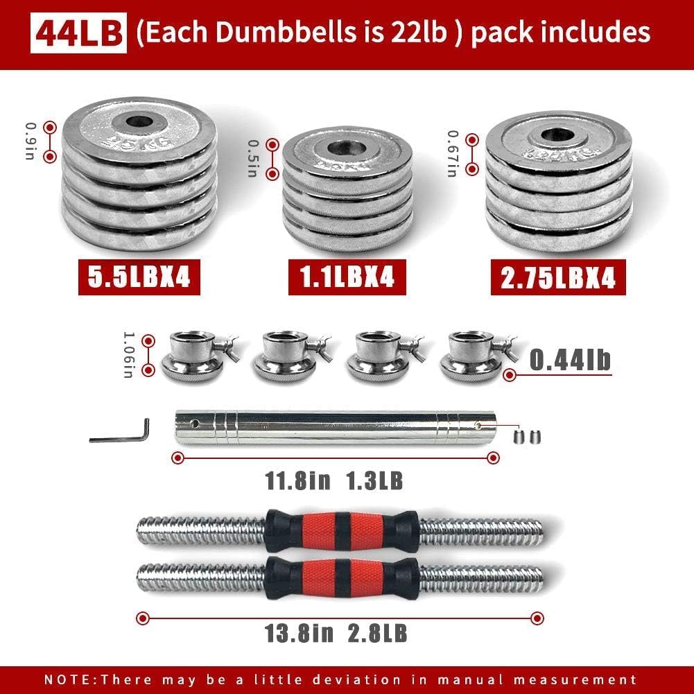 Skiennix Adjustable Dumbbell Set - Versatile 44lb/66lb/110lb for Home Gym Workouts | Includes Carrying Bag