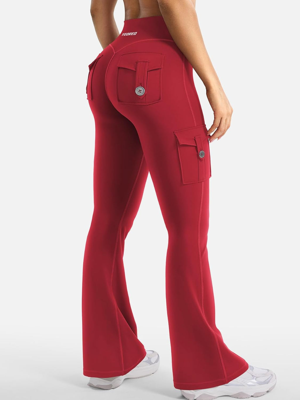 YEOREO CoreFlex Women's High-Waisted Flare Leggings - Hidden Pockets, No Front Seam, Comfortable Fit