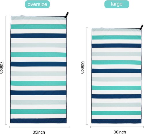 Exclusivo Mezcla Oversized Microfiber Quick Dry Beach Towels - Lightweight Sand-Free Pool Towels (Green & Purple, 35x70 Inches)