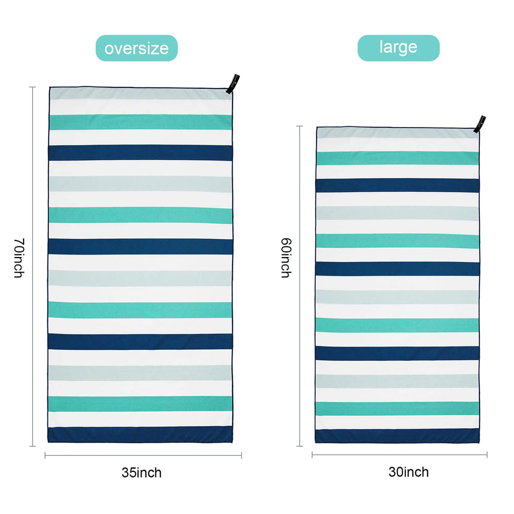 Exclusivo Mezcla 2 Pack Microfiber Quick Dry Beach Towels, Large Lightweight Sandfree Pool Towels for Swimming Camping Travel with Bag (Green and Purple, 30x60 Inches)
