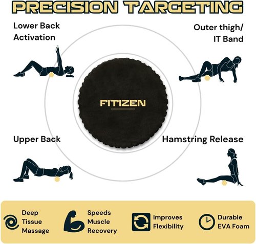 Fitizen Foam Roller - Deep Tissue Muscle Massage for Back Pain Relief | Home Gym & Yoga Equipment
