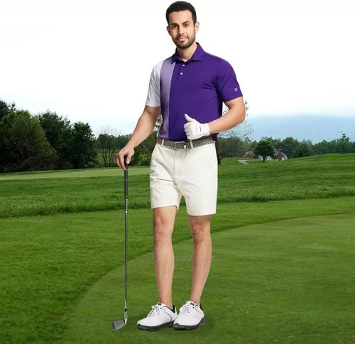 M MAELREG Men's Golf Polo Shirt - Short Sleeve Moisture-Wicking Performance | Color Block Design